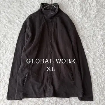 글로벌 워크 하이넥 가디건 XL 블랙 코튼 100% 겉옷