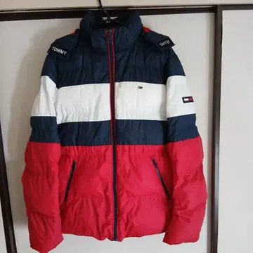 Tommy Jeans 다운 자켓 빨간색/화이트/파랑 남녀 공용