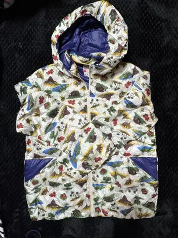 TITICACA 풍경 무늬 후드 부착 베스트