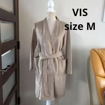 Vis/비스 베이지 스웨이드 느낌 노카라 코트 M