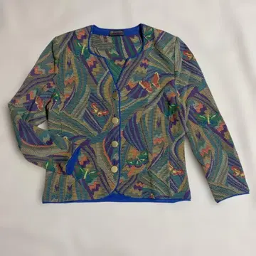 Devernois 데베르누아 아트 패턴 버터플라이 니트 가디건