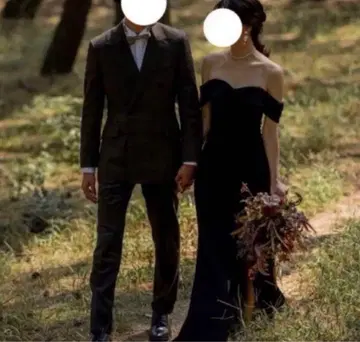 오프숄더 블랙 머메이드 드레스