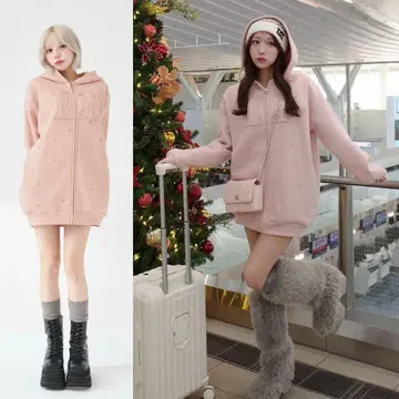 다리치 DD로고 비쥬 지퍼 후드티