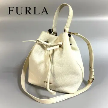 [ 새상품급 ] FURLA 가죽 주름 가죽 2WAY 핸드백 복조리 화이트