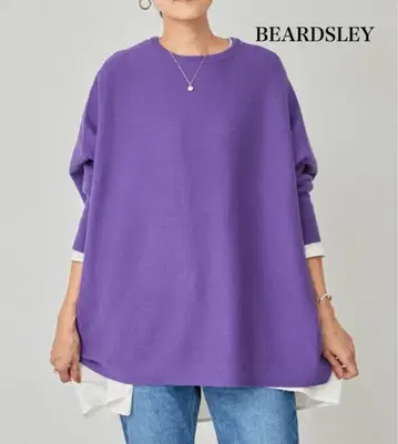 [ 새상품급 ] BEARDSLEY 빅 숏 크루넥 니트 퍼플 F