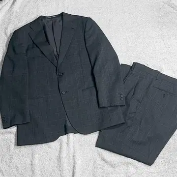 남성용 수트 상하의 세트 96 AB5 사이즈 차콜 그레이 체크 무늬