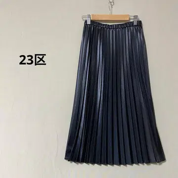 23구 레더라이크 플리츠 스커트 블랙 32