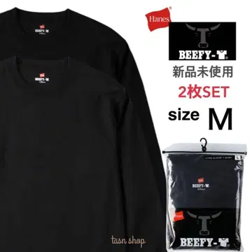 [ 헤인즈 ] 미사용 새상품 비피 무지 롱T 남녀 공용 블랙 M 2개