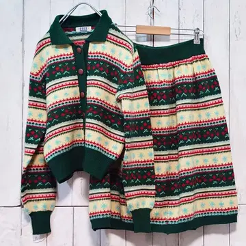 DEUX IGUREGU 페어아일 패턴 가디건 스커트 셋업