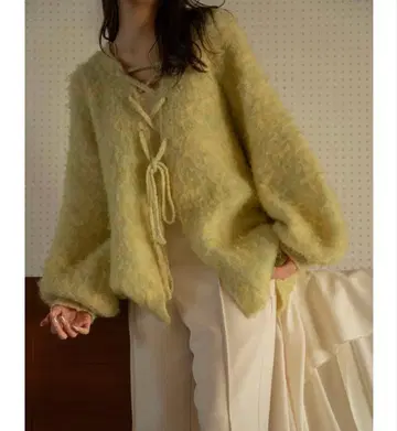 2way mix color laceup cardigan