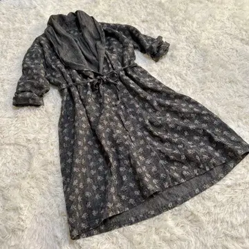 네스트로브 카슈쿨 울 린넨 롱 원피스 꽃무늬 그레이 가디건