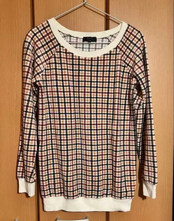 A.P.C. 벨벳 체크 무늬 긴팔 상의 S 사이즈