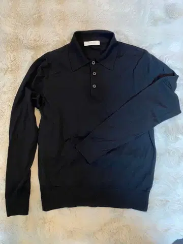 CRUCIANI 블랙 긴팔 피케 셔츠