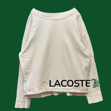 새상품급 LACOSTE 라코스테 화이트 맨투맨 38 일본제 고품질 자수