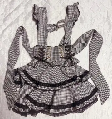 LIZLIS 사다리 리본 체크 티어드 치마바지