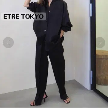 [ 새상품급 ] ETRE TOKYO 스텝햄 새틴 팬츠 블랙 M