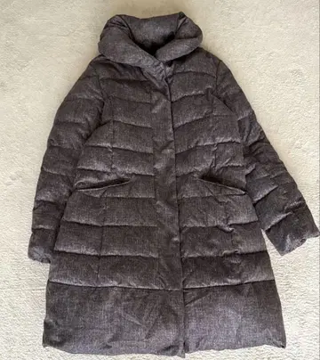 자유구 새틴 타프타 롱 다운 코트 여배우 옷깃 숄카라 38