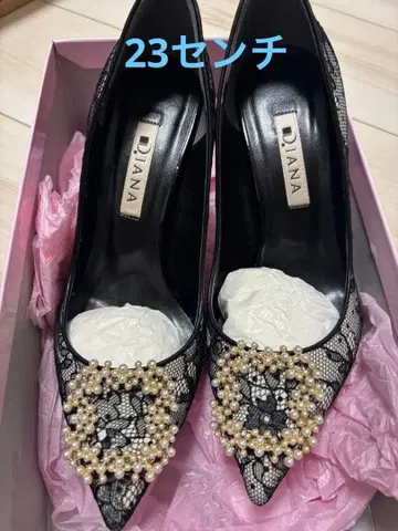 다이애나 레이스 진주 장식 하이힐