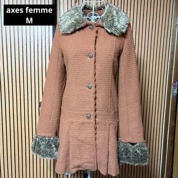 axes femme 퍼 옷깃 오렌지 롱 코트