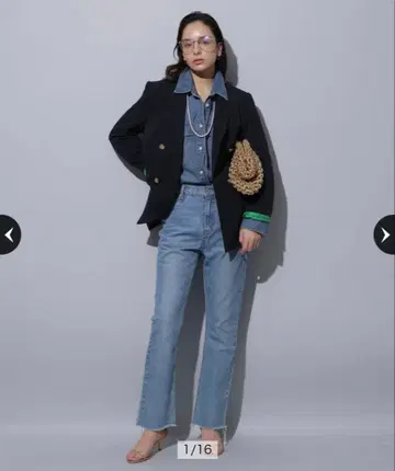 Arpege story 세미 플레어 데님 팬츠 M 사이즈