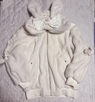 LIZ LISA 토끼 귀 퍼 블루종 화이트