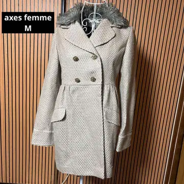 axes femme 퍼 더블 브레스트 코트 베이지