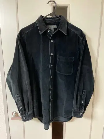 90s'Banana Republic' 홍콩제 구택 벨루어 셔츠 블랙