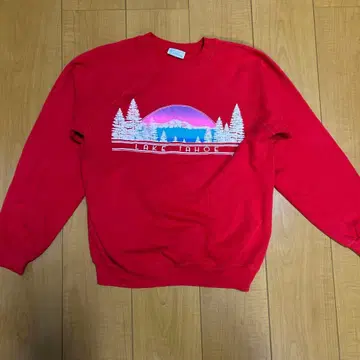 Hanes M 사이즈 빨간색 맨투맨 LAKE TAHOE