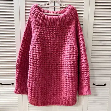 [ SNIDEL ] 로우게이지 니트 풀오버 핑크 F 사이즈