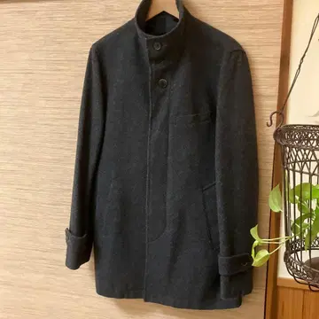 남성용 울 하프 코트