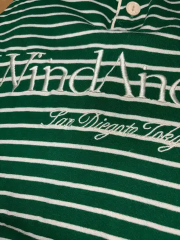 WindAndSea 그린 화이트 스트라이프 피케 셔츠