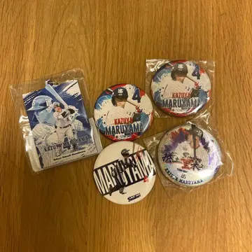 도쿄 야쿠르트 스왈로스 마루야마 카즈이치 선수 캔뱃지 4개 + 키링 1개