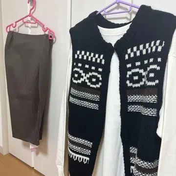 lepsim 5 게이지 노르딕 무늬 베스트와 팬츠 코디