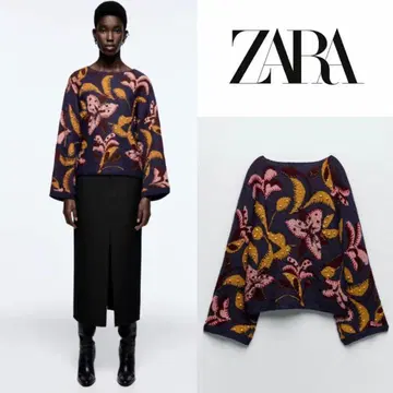 [ 새상품 ] ZARA 자라 플라워 디자인 니트
