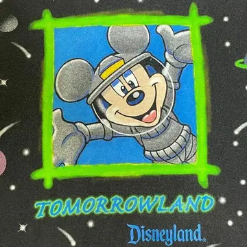 [ 흑먹색 ] 90s 투모로우랜드 미키 T셔츠 2XL 빈티지 축광