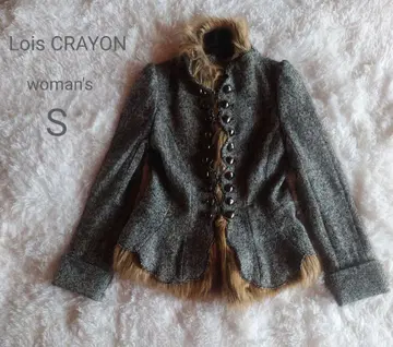 로이스크레용 퍼 절개 비쥬 장식 트위드 자켓 (M)