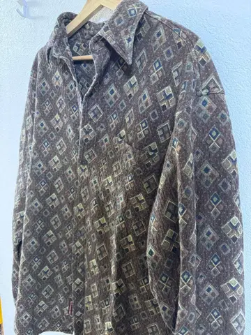 90s 브라운 빈티지 구제 의류 긴팔 셔츠