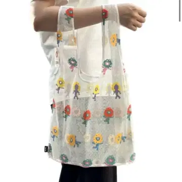 미야쿠미야쿠 레이스 에코백 보더 컬러