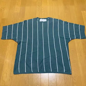 walenode 스트라이프 오부소매 T셔츠 블루 그레이