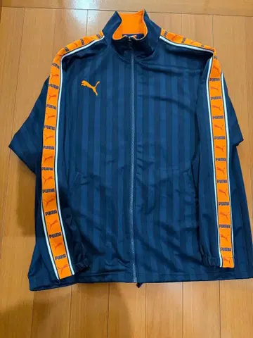 PUMA 스트라이프 집업 자켓 네이비/오렌지