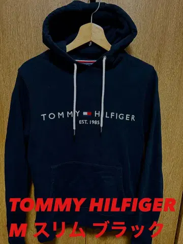 TOMMY HILFIGER 후드티 M 블랙 후드 부착