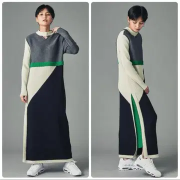 A+TOKYO 컬러 블록 니트 원피스 2way 에이플러스 도쿄