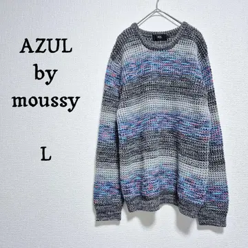 아줄바이마우지 남성용 보더 니트 스웨터 블랙 L