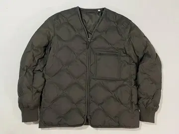 유니클로 U 리사이클 다운 자켓 카키 올리브 L