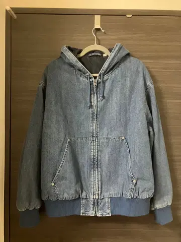 GU 데님 패디드 집업 후드티 L 사이즈 블루