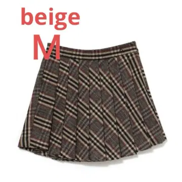 Monica check pleats mini skirt beige M