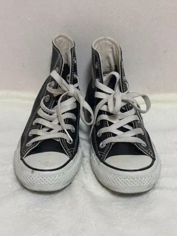 컨버스 블랙 캔버스 하이컷 스니커즈 23cm