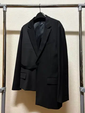 HARE 블랙 바이컬러 테일러드 자켓