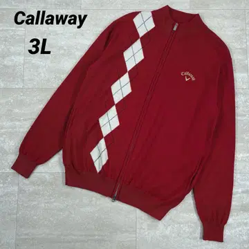 [캘러웨이] 니트 블루종 스웨터 3L 사이즈 레드 더블 지퍼