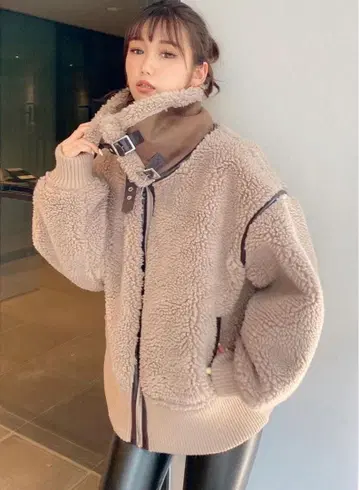 GYDA WIDE RIB 보아 B-3 자켓 무스탕 코트 브라운